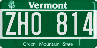 VT license plate ZHO814