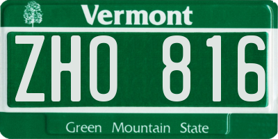 VT license plate ZHO816