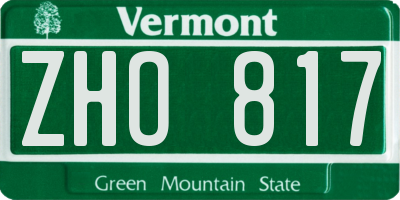 VT license plate ZHO817