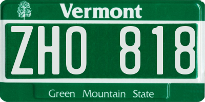 VT license plate ZHO818