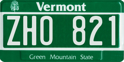 VT license plate ZHO821