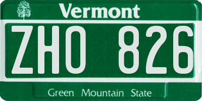 VT license plate ZHO826