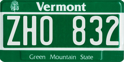 VT license plate ZHO832
