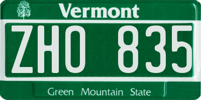 VT license plate ZHO835