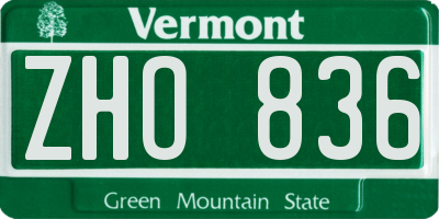 VT license plate ZHO836