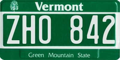 VT license plate ZHO842