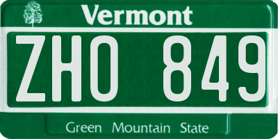 VT license plate ZHO849