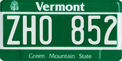 VT license plate ZHO852