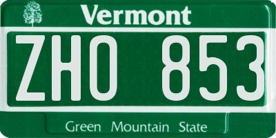 VT license plate ZHO853