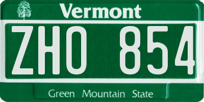 VT license plate ZHO854