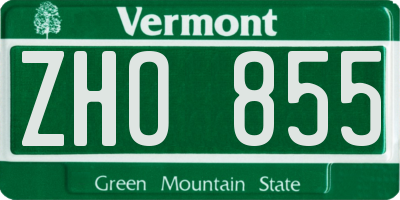VT license plate ZHO855