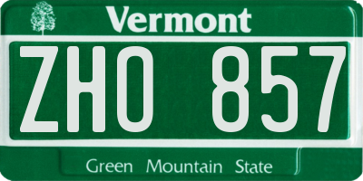 VT license plate ZHO857