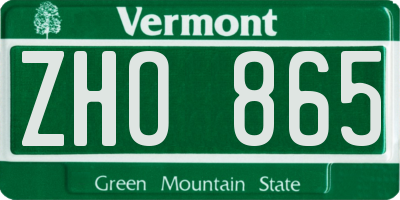 VT license plate ZHO865