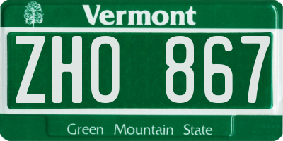 VT license plate ZHO867
