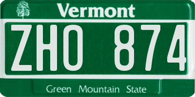 VT license plate ZHO874