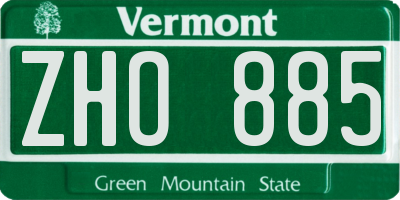 VT license plate ZHO885