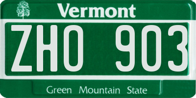 VT license plate ZHO903