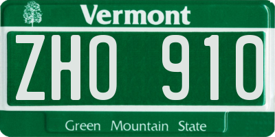 VT license plate ZHO910