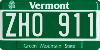 VT license plate ZHO911
