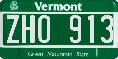 VT license plate ZHO913