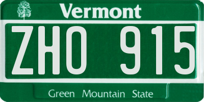 VT license plate ZHO915