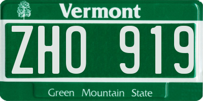VT license plate ZHO919