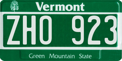 VT license plate ZHO923