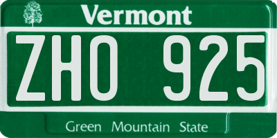 VT license plate ZHO925