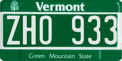VT license plate ZHO933