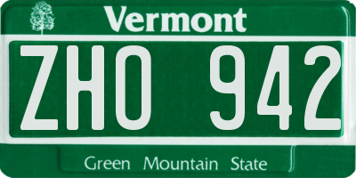 VT license plate ZHO942