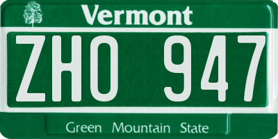 VT license plate ZHO947
