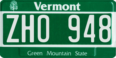 VT license plate ZHO948