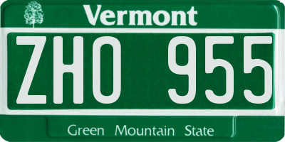 VT license plate ZHO955