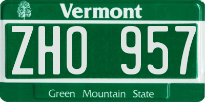 VT license plate ZHO957