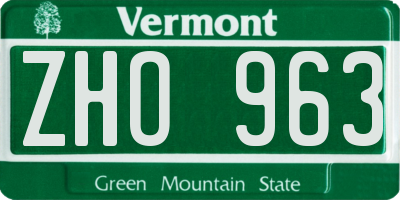 VT license plate ZHO963