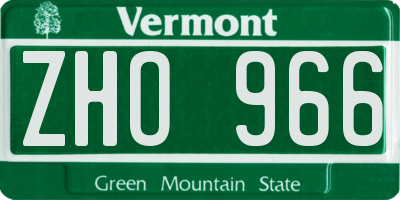VT license plate ZHO966