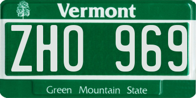 VT license plate ZHO969
