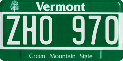 VT license plate ZHO970
