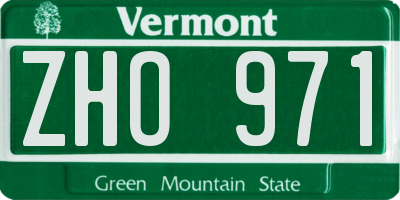 VT license plate ZHO971