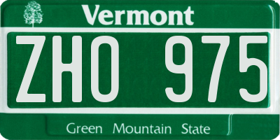 VT license plate ZHO975