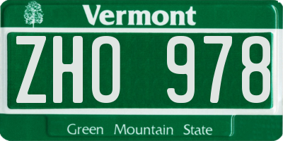 VT license plate ZHO978