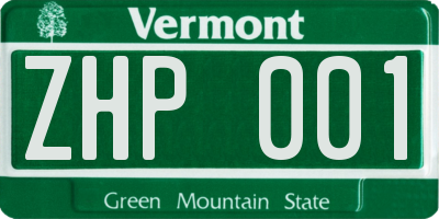 VT license plate ZHP001