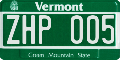 VT license plate ZHP005