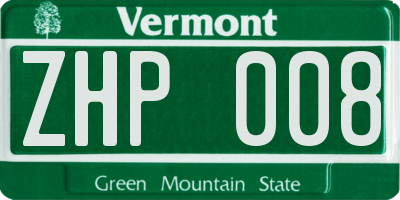 VT license plate ZHP008