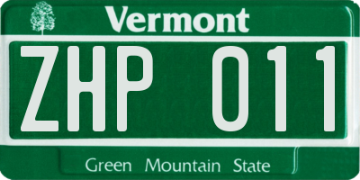VT license plate ZHP011