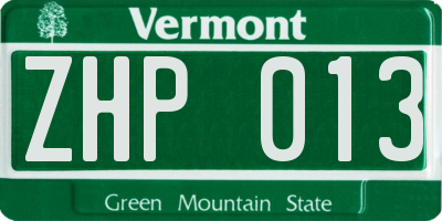 VT license plate ZHP013