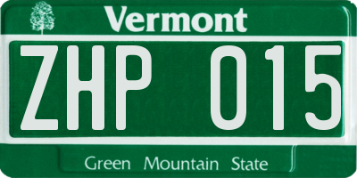 VT license plate ZHP015