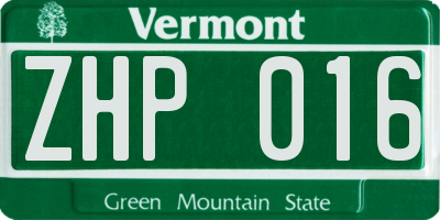 VT license plate ZHP016