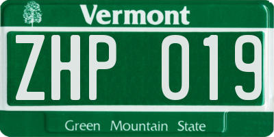 VT license plate ZHP019