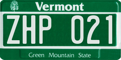 VT license plate ZHP021